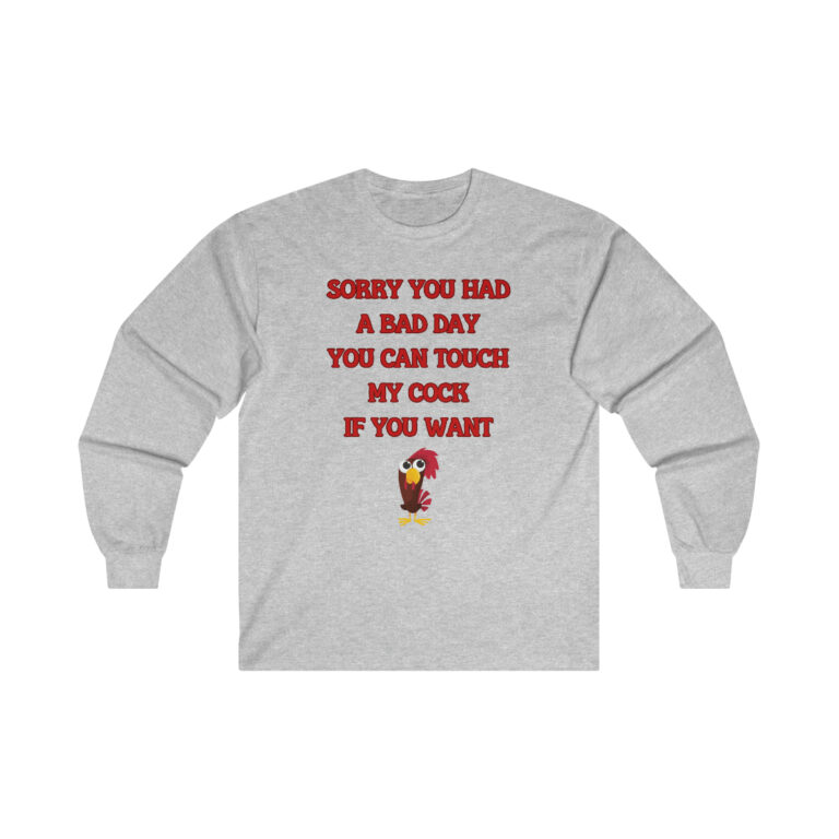 Touch My Cock If You Want Gildan Ultra Cotton Long Sleeve Tee, Funny Shirt for Men, Mature Content Adult Sexy Long Sleeve T-Shirt