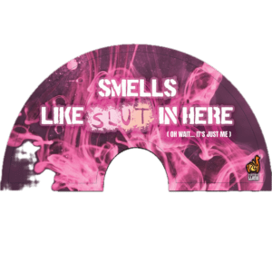 Smells Like Slut, Oh Wait, It’s Me  UV Glow Fan | 13-Inch Black-Light Reactive Festival Fan | Bamboo and Nylon Rave Accessory