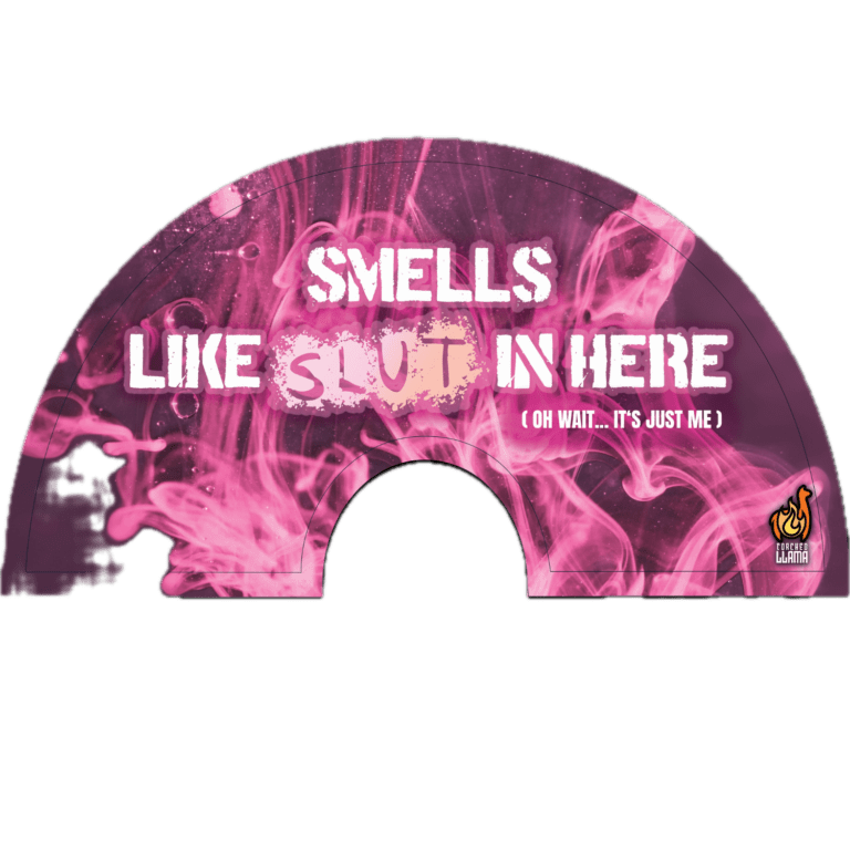 Smells Like Slut, Oh Wait, It’s Me  UV Glow Fan | 13-Inch Black-Light Reactive Festival Fan | Bamboo and Nylon Rave Accessory