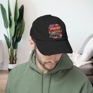 Proud Straight Ally Gay Pride Distressed Cap | Unisex LGBTQIA Cotton Twill Hat | Adjustable Rainbow Pride Baseball Cap