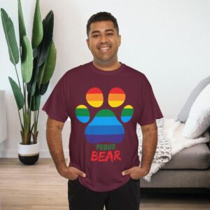 Rainbow Proud Bear Paw Gay Pride Shirt | Gildan Ultra Cotton LGBTQIA T-Shirt | Unisex Pride Tee 015