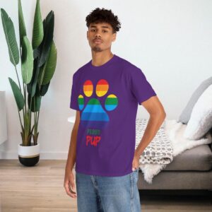 Rainbow Proud Pup Paw Gay Pride Shirt | Gildan Ultra Cotton LGBTQIA T-Shirt | Unisex Pride Tee 018