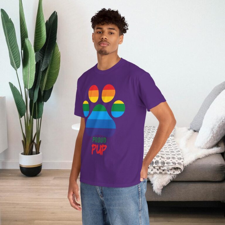 Rainbow Proud Pup Paw Gay Pride Shirt | Gildan Ultra Cotton LGBTQIA T-Shirt | Unisex Pride Tee 018