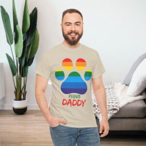 Rainbow Proud Daddy Paw Gay Pride Shirt | Gildan Ultra Cotton LGBTQIA T-Shirt | Unisex Pride Tee 019