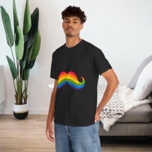 Rainbow Mustache Gay Pride Shirt | Gildan Ultra Cotton LGBTQIA T-Shirt | Unisex Pride Tee 011