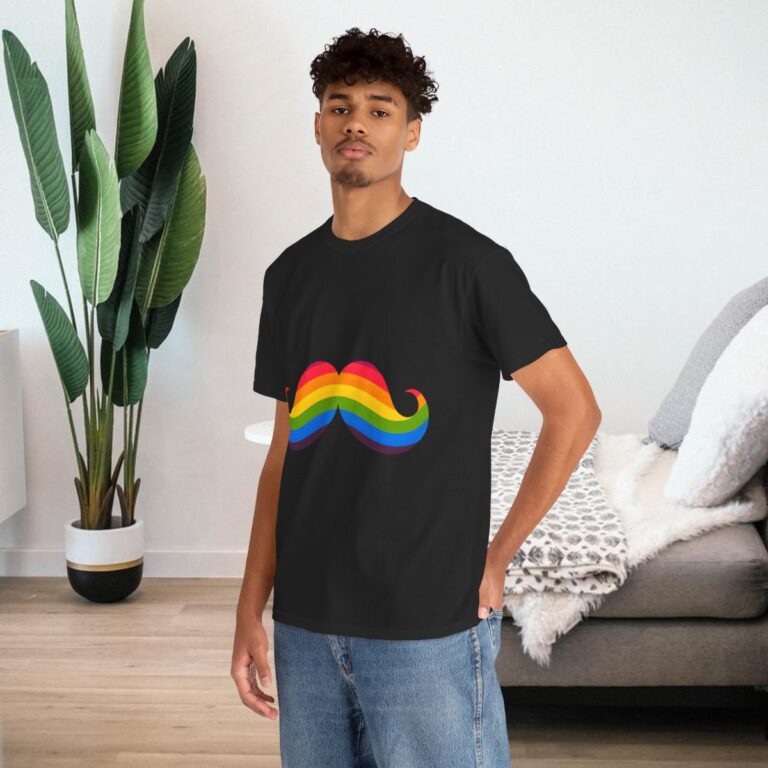 Rainbow Mustache Gay Pride Shirt | Gildan Ultra Cotton LGBTQIA T-Shirt | Unisex Pride Tee 011