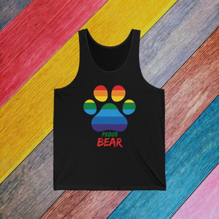 Proud Bear Gay Pride Tank Top | Bella + Canvas Cotton LGBTQIA Unisex Tank | LGBTQ Pride Shirt 015
