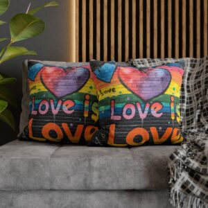 Love Is Love Gay Pride Pillowcase | LGBTQIA Double-Sided Decorative Cover | Rainbow Pride Cushion Case