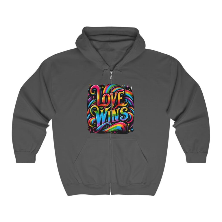 Love is Love Gay Pride Zip-Up Hoodie | Love Wins Gay Pride Hoodie | LGBTQIA Hooded Sweatshirt | Unisex Gildan Zip-Up Hoodie 013