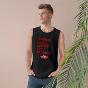 Hungry? May I Suggest The Sausage? Muscle Shirt, Men's Funny Shirt, Mature Content Adult Sexy AS Colour Tank Top