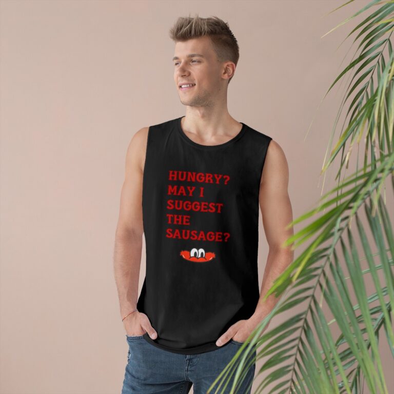 Hungry? May I Suggest The Sausage? Muscle Shirt, Men's Funny Shirt, Mature Content Adult Sexy AS Colour Tank Top