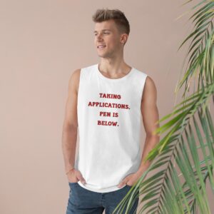 Taking Applications Pen Is Below Muscle Shirt, Men's Funny Shirt, Mature Content Adult Sexy AS Colour Tank Top
