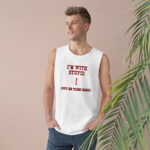 I'm With Stupid But He Tries Hard Muscle Shirt, Men's Funny Shirt, Mature Content Adult Sexy AS Colour Tank Top