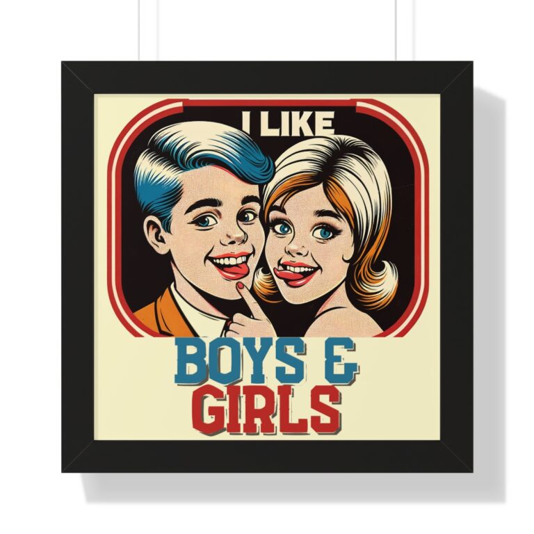 I Like Boys and Girls Bisexual Pride Poster Framed |  Gay Pride Matte Print Framed Poster  | LGBTQIA Premium Wall Art | Black, White, or Walnut Frame Poster