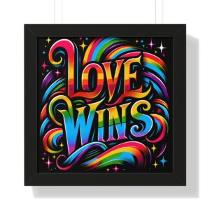 Love Wins Gay Pride Poster Framed | Matte Print Framed Poster  | LGBTQIA Premium Wall Art | Black, White, or Walnut Frame Poster