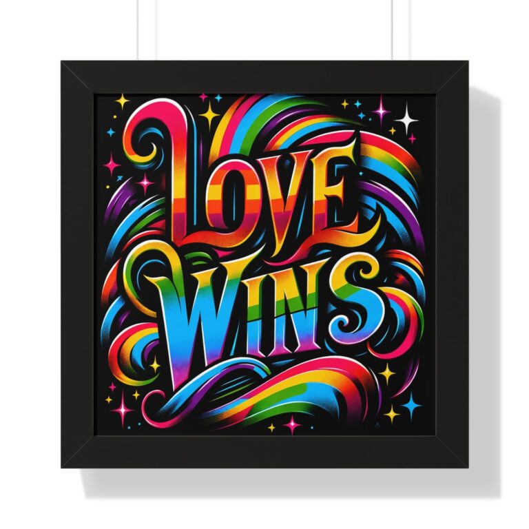 Love Wins Gay Pride Poster Framed | Matte Print Framed Poster  | LGBTQIA Premium Wall Art | Black, White, or Walnut Frame Poster