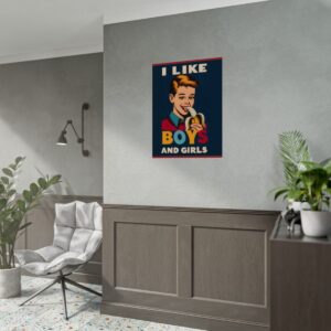 I Like Boys & Girls Bisexual Pride Poster | Gay Pride Poster | Fine Art, Semi-Gloss, and Matte Prints | LGBTQIA Wall Art